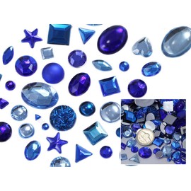 Allstarco Blue Craft Stones Bulk Pack Sapphire Acrylic Flatback Mixed Sizes and Shapes Cosplay Embellishments Jewelry for Jewelry Bulk (180g)