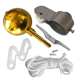 Flagpole Accessory Kit, Flagpole Parts Repair Kit, Garden Decoration, Repair Kit, Gold Ball Clip, Round Shape, Home Rope, Pulley, As Pictured, Free Size