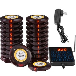 VEVOR Restaurant Pager System, Wireless 500m Long Range Lineup Waiting Queue Signal, Guest Customer Calling Beepers with Vibration & Flashing, 20 Buzzers for Food Truck, Church, Nursery, Hospital
