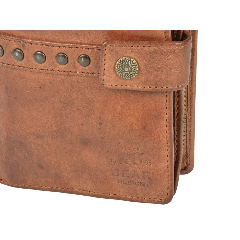 Bear Design Cow Lavato Cognac Women's Leather Purse 10 x