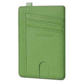 GADIEMKENSD Card Holder RFID Blocking Genuine Leather Slim Card Wallets, apfelgrün, Minimalist