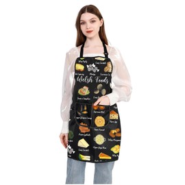 MYSOMY Welsh Foods Kitchen Apron Welsh Foods Lover Gift Welsh Themed Cooking Gift Welsh Food Cooking Baking Apron (Welsh Foods Apron)