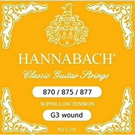 Hannabach Strings for Classic Guitar G/3 Nylon Wound 870SLT Super Light Tension Copper Silver-plated