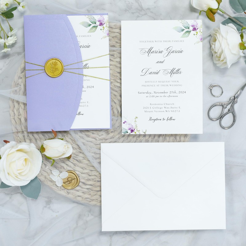 ponatia 20PCS Wedding Invitation Cards Kits - 5x7 Wrap Pocket