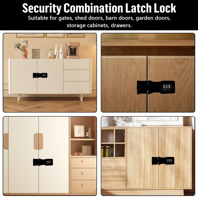 2PCS Password Hasp Locks, 90-180 Degree Cabinet Password Locks Fold