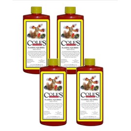 Cole's Flaming Squirrel Seed Sauce, Super Hot and Spicy Nutritional Birdseed Supplement Contains All-Natural 100% Food Grade Liquid Chili Pepper Soybean Oil Ingredients, 16 oz (Pack of 4)