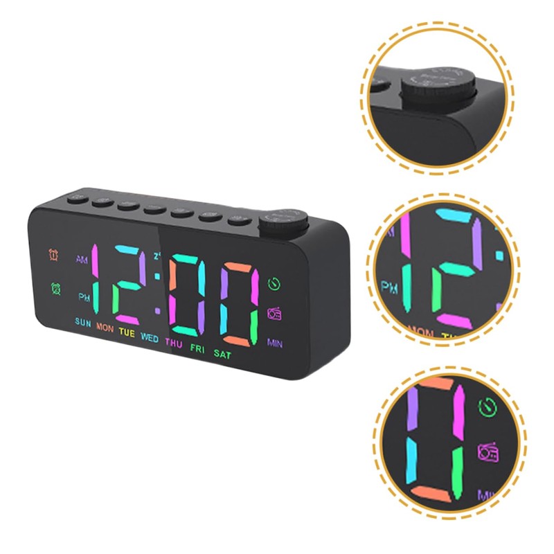 FELTECHELECTR Large Digital Alarm Clock Led Display Modern Decor Easy