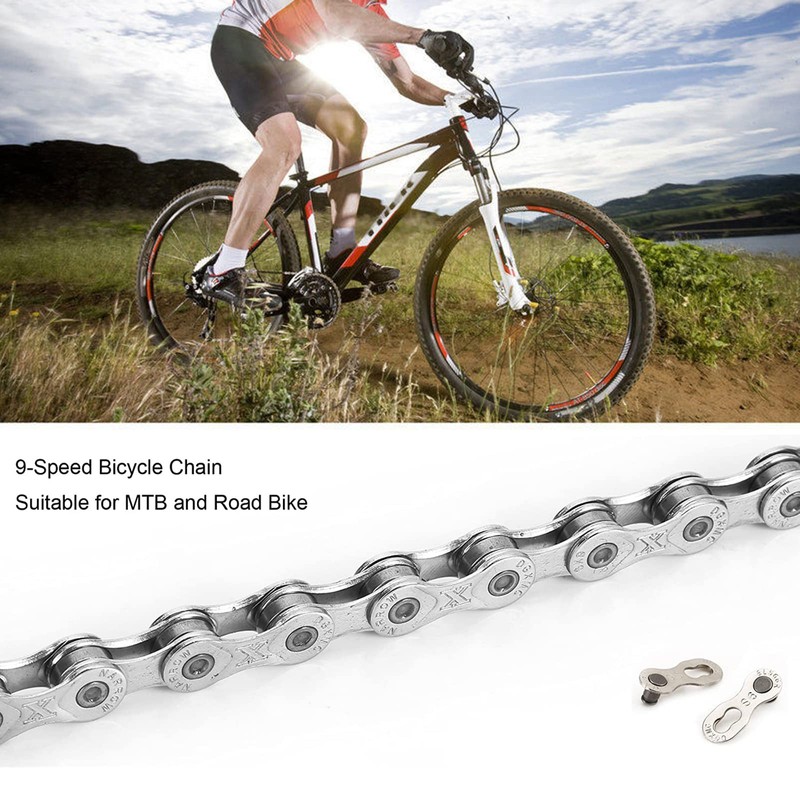 Winlauyet Bicycle Chain 116 Links 9-Speed Mountain Bike Gear Shift