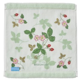 Nishikawa TT43805601 Imabari Handkerchief Towel, 9.8 x 9.8 inches (25 x 25 cm), Washable, 100% Cotton, Wedgewood, Wild Strawberry, Soft, Made in Japan, Green