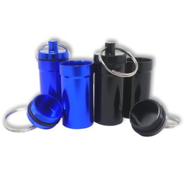 EKNA Tablet Key Ring Set of 4 – Stainless Steel Pill Box – Mini Pill Box – Pill Box for Travelling – Hiding Place for Money, Jewellery, Keys, Tablets and Much More – Lightweight and Small