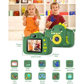 Children's Camera, Gofunly Children's Camera 1080P 2.0 Inch Screen Camera Children with 32GB SD Card Selfie Digital Camera Children Photo Camera Children for 3-12 Years Boys and Girls Christmas Toy