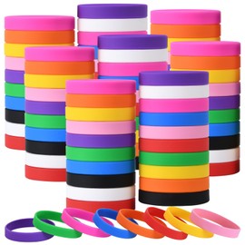CYCLUSIVE 100 Pieces Silicone Wristbands Solid Blank Bracelets Sports Bracelets Colored Rubber Bracelets Adult Sports Party Gifts (Bright colors)