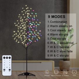 Lightshare Cherry Blossom Tree 6FT 208 LED Lighted Tree Multicolor with Remote Contrl for Decoration Inside and Outside, Home Patio Wedding Festival Christmas Decor