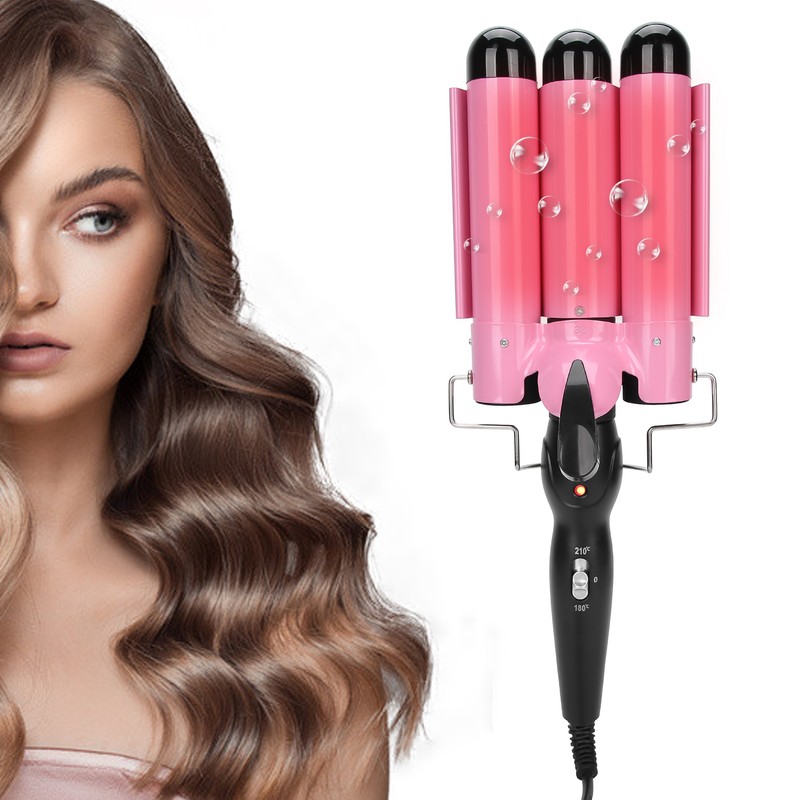 3 Barrel Curling Iron Wand Adjustable Hair Curler Waver Crimper