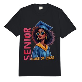 Class of 2025 Senior Afro Black Girl Boys Graduation Design Comfort Colors Adult Heavyweight T-Shirt