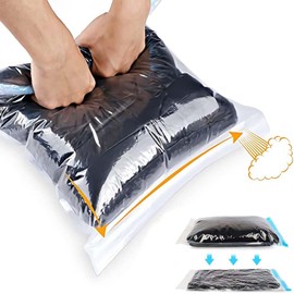 DAWNTREES 6 Pack Travel Space Saver Bags Vacuum Storage, 50x70cm,Compression Packing Cubes，Sealer Bag Roll-up Compression Storage No Vacuum Needed and Packing Organizers for Travel