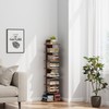TUTOTAK Vertical Bookshelf, 8-Tier Bookcase, Narrow Spine Book Shelf for