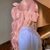 AFBeauty Pink Front Lace Wig long wave heat resistant fiber