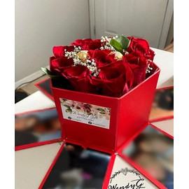 USA-SALES UNIKPACKAGING Premium Quality Hexagon Shape Flower Gift Box, w Drawer, Size 9.5″ x 8.3″ x 6.1″ inch, for Luxury Style Flower Arrangements (Red)