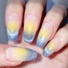 Blue Lemon Handmade Nail Tip Reflective Magnet Gel Gradient -