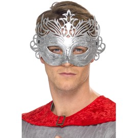 Smiffys Colombina Silver Mask, Silver , Eyemasks Fancy Dress, Adult Dress Up Eye masks
