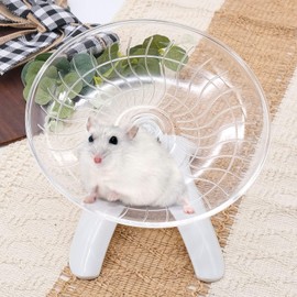 INHEMING Hamster Plastic Wheel, 7 Inch Hamster Flying Saucer, Exercise Wheel Toy, Quiet Spinner for Syrian Dwarf Hamsters, Gerbils, Mice or Other Small Pets, White