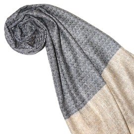 Lorenzo Cana Pashmina 78203 Women's Scarf 100% Cashmere 70 cm x 200 cm Fluffy Light Warm Stole Shawl Cashmere Scarf Cashmere Pashmina Natural Fibre Grey Beige, gray