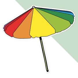 Large 210mm 'Beach Umbrella' Permanent Sticker Decal for Cars/Windows/Bins/Walls etc (DW00119266)