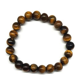 MYSTIC JEWELS By Dalia 8mm Natural Tiger Eye Elastic Energy Bracelet, Cotton