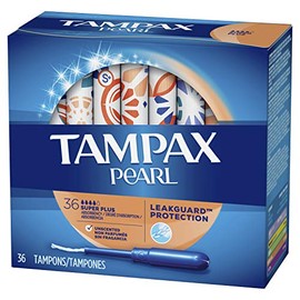 Tampax, Pearl Tampons Super Plus Absorbency with LeakGuard Braid Unscented, 36 Count