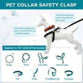Ozzynods Dog Collar Safety Clip, Chew Proof Prong Collar Double Ended Backup Clasp Stainless Steel, Heavy Duty Dog Chain Leash Connector for Harness, Pinch, Gentle Lead with Carabiner, 8in
