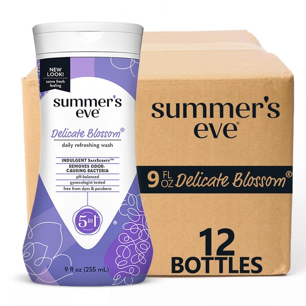 Summer's Eve Delicate Blossom Daily Refreshing All Over Feminine Body Wash, Removes Odor, pH balanced, 9 fl oz, 12 Pack