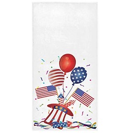 Balloons American Flag Hand Towels 4th of July Memorial Day Towel Soft Patriotic Uncle Sam Hat Kitchen Tea Towels Dish Washcloths Thin Guest Face Towel Bath Decorations Housewarming Gifts 16 X 30 in