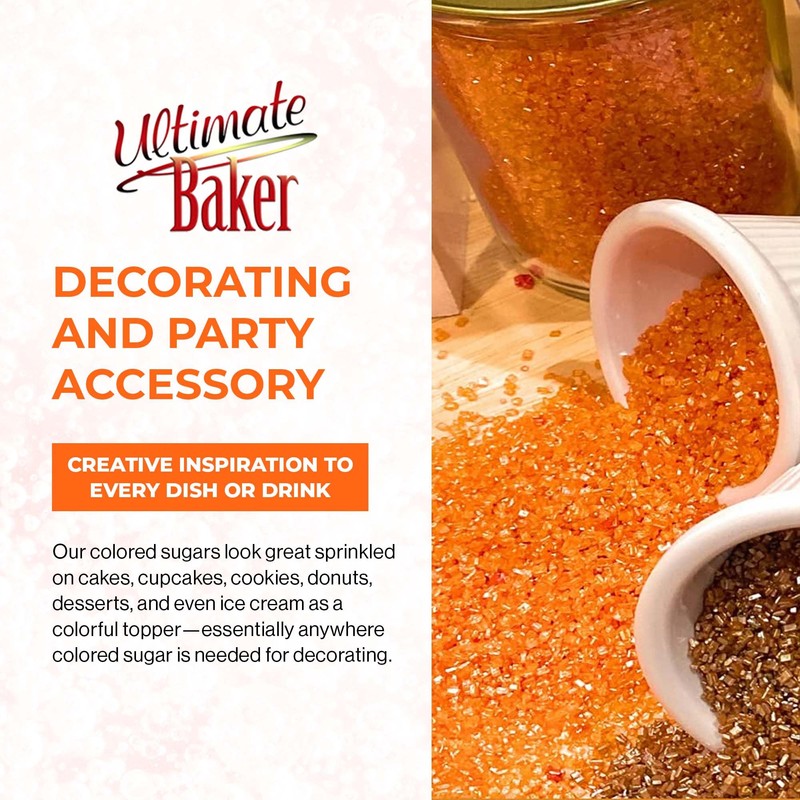 Ultimate Baker Orange Decorating Sugar - Naturally Colored Large Crystal