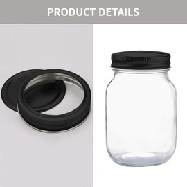 novelinks 16 OZ Clear Plastic Mason Jars with Airtight Lids - Plastic Mason Jars 16 OZ Plastic Jars with Lids for Kitchen & Household Storage (12 PACK, Black)