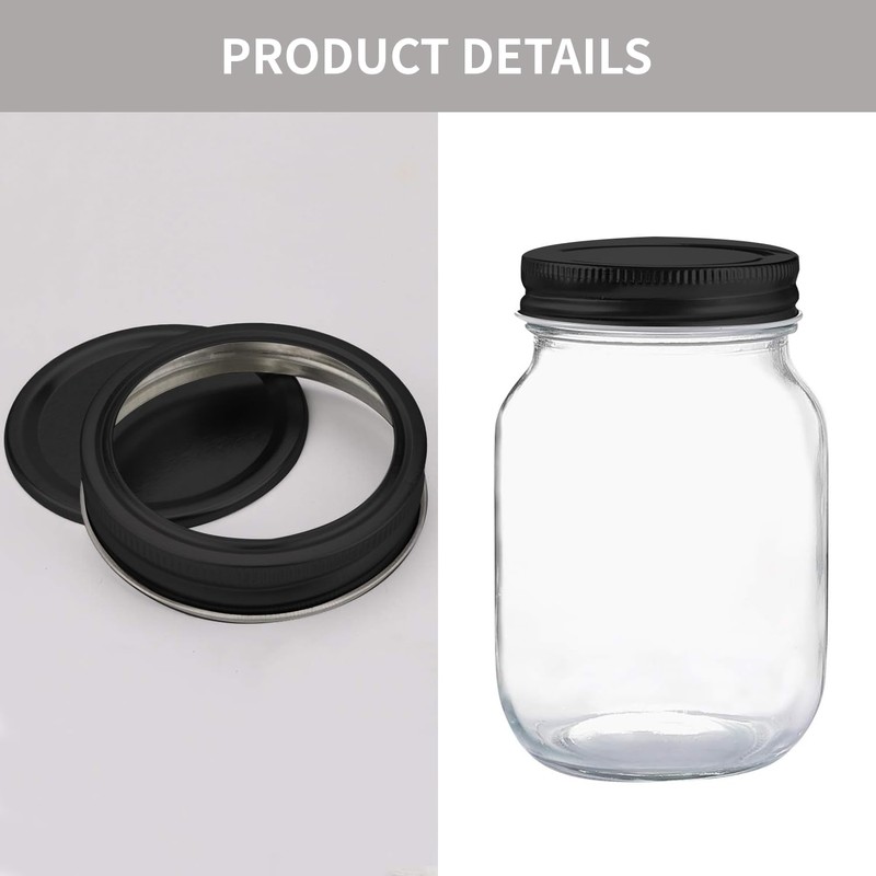 novelinks 16 OZ Clear Plastic Mason Jars with Airtight Lids