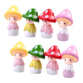 MAOMIA 8 Pcs Miniature Mushroom Dolls, Fairy Garden Doll Figurines Dollhouse Garden Decor Micro Landscape DIY Outdoor Decorations