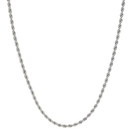 GLD Rope Chain Necklace for Men and Women - 14K 4MM White Gold - 26”