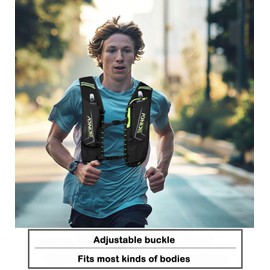 Running Vest for Men Women, Blacke Water Vest for Running Hiking Marathon Trail, Hydration Vest with 2*500ml Collapsible Water Bottles, Nylon, 5L Capacity, Lightweight Backpack