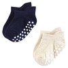 Hudson Baby Baby Infant Boy Non-Skid No-Show Socks, Blue Gray