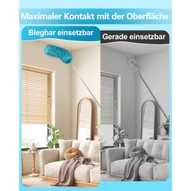 Fogray Telescopic Duster Washable Duster, Long Extendable up to 237 cm, Dust Mop with Telescopic Rod, Dust Magnet Dust Catcher, Spider Web Remover for High Ceilings, Ceiling Fan, Sky Blue