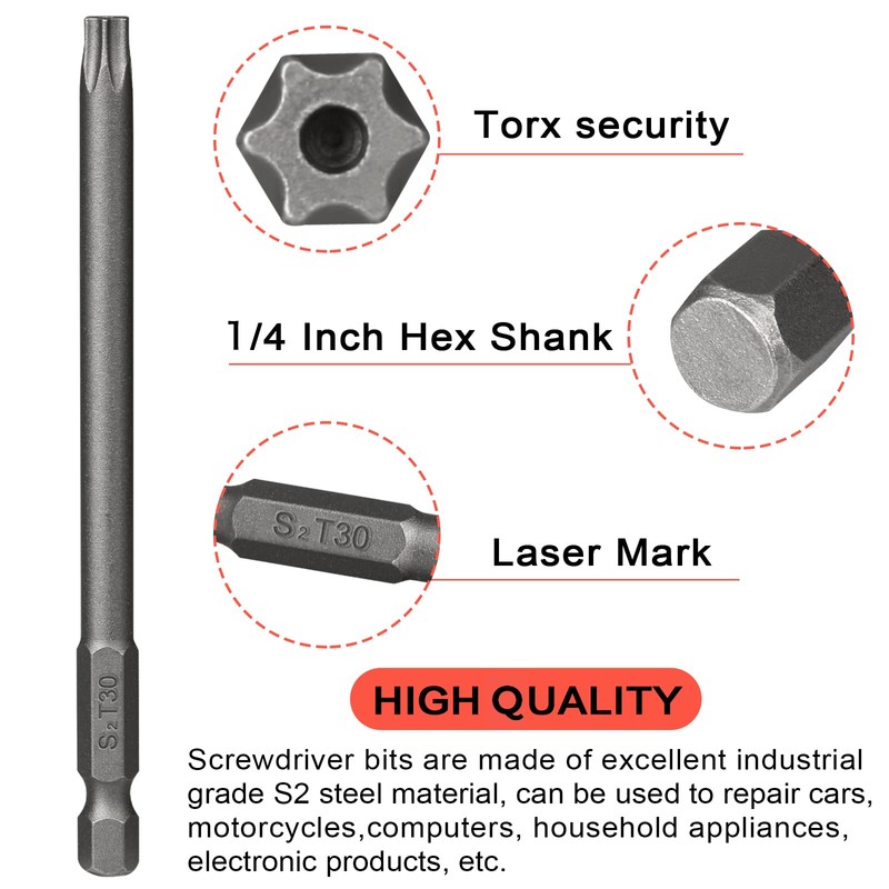 Torx Bit Set Hakkin 100mm Tamper Proof Security Torx Bits