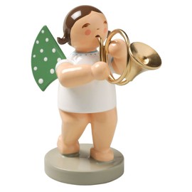Wendt & Kuhn Brunette Hand Painted Grunhainichen Angel French Horn Figurine