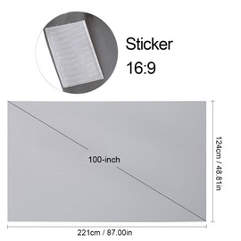 Docooler 100-inch Portable Projector Screen HD 16:9 Frameless Video Projection Screen Foldable Wall Mounted for Home Theater Office Movies