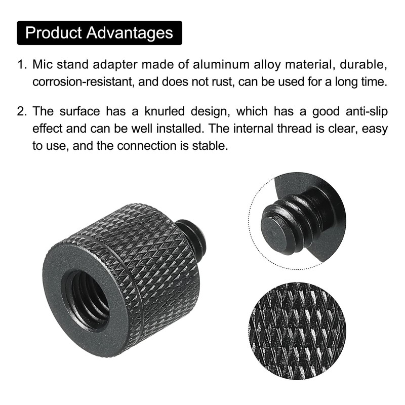 sourcing map Microphone Stand Adapter M8 Female x 1/4 Male