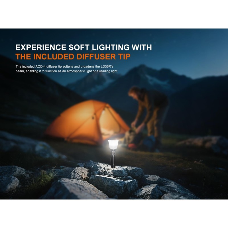 Fenix LD36R 3600 Lumens Rechargeable Flashlight,Diffuser with 6 RGB Presets