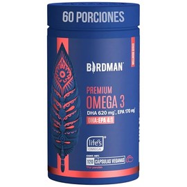 Birdman Omega 3 Vegano Premium | Ratio DHA:EPA 4:1 | a base de Algas | 100% Vegetal, Sin Contaminantes | Cápsula Vegana | 60 Porciones | 120 Cápsulas