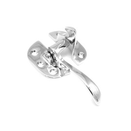 Antique Ice Box Latch, Polished Nickel, Left Hand 3/8" Offset Ice Box Latch in Non Lacquered Polished Nickel, Reproduction of Antique Ice Box Hardware, Beautiful Cabinet Latch Boat Cabinet Latch