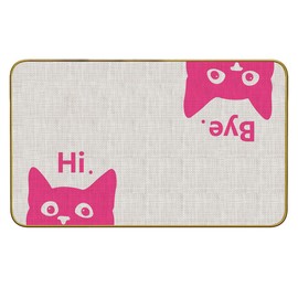 Mingnei Hi Bye Cat Welcome Doormat Door Mat for Home Kitchen Entrance,Cat Door Mat,Funny Black Lover Floor Mats for House Front Indoor Inside Outdoor Outside Entryway Rug 30x17 Welcome Mat (Color-3)