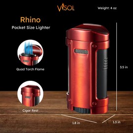 Visol Rhino Quad Torch Flame Refillable Gas Lighter (Shipped Without Butane)